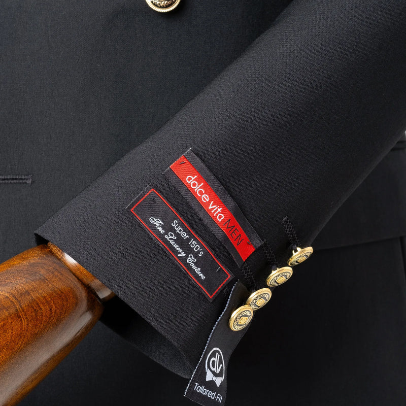Dutch | Black Double-Breasted 2-Piece Tailored-Fit Suit