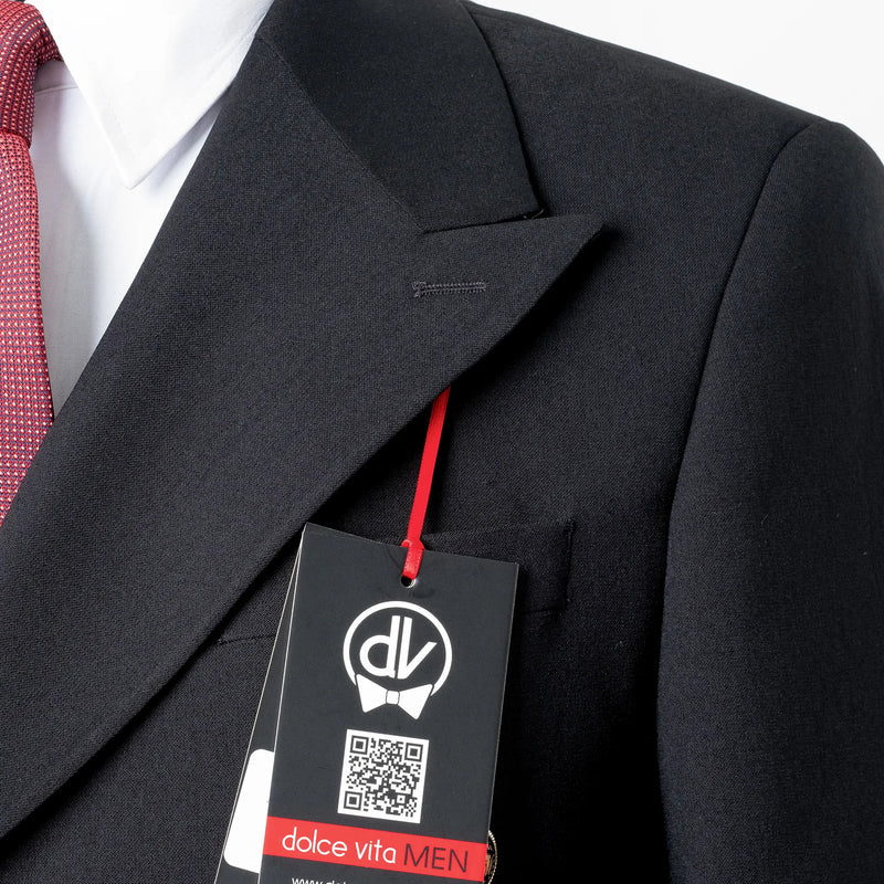 Dutch | Black Double-Breasted 2-Piece Tailored-Fit Suit