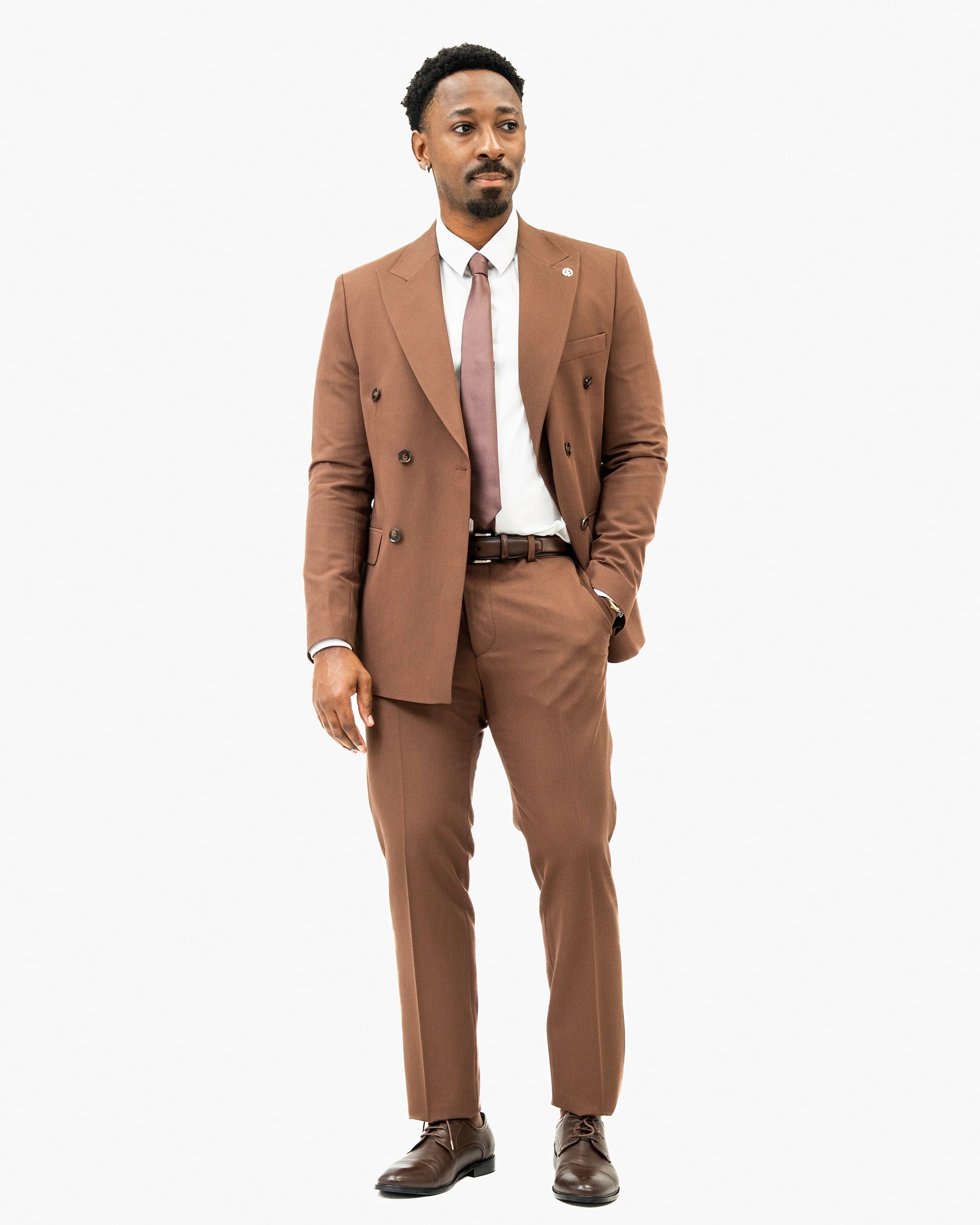 Dutch | Chocolate Double-Breasted 2-Piece Tailored-Fit Suit