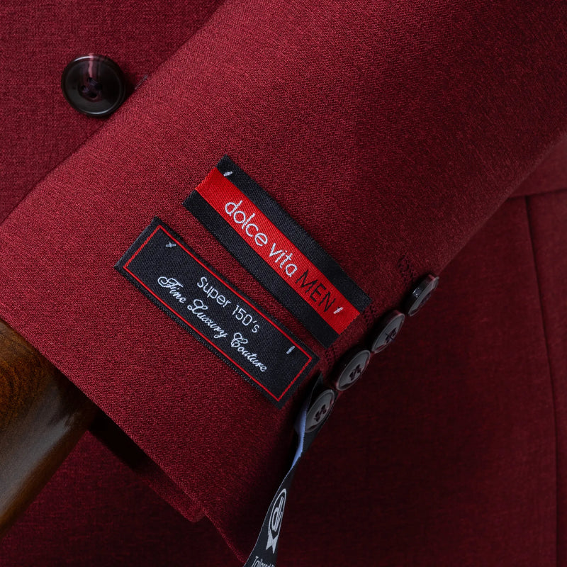 Dutch | Burgundy Double-Breasted 2-Piece Tailored-Fit Suit