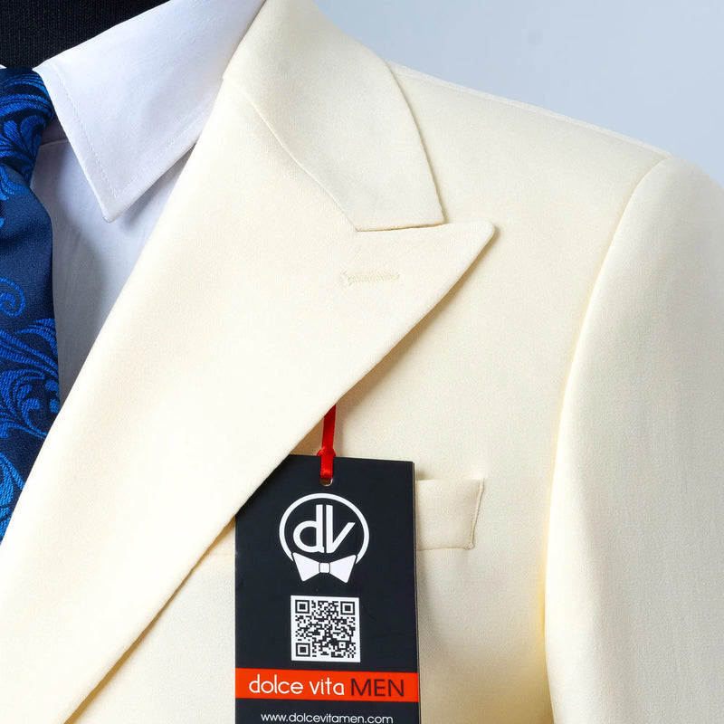 Dutch | Cream Double-Breasted 2-Piece Tailored-Fit Suit