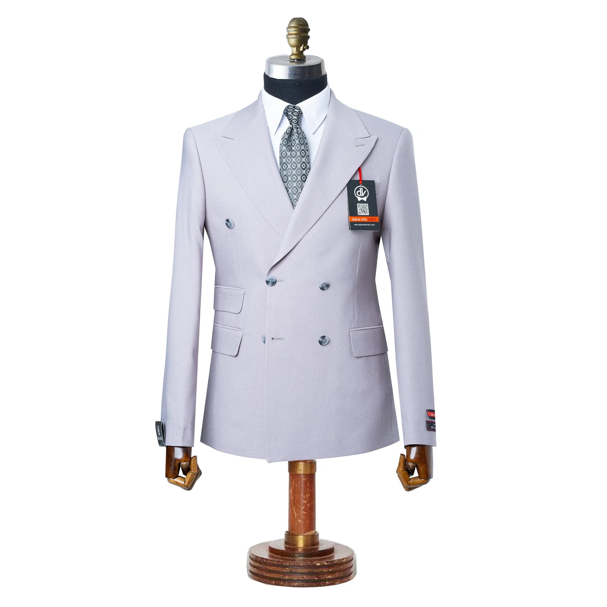 Dutch | Gray Double-Breasted 2-Piece Tailored-Fit Suit
