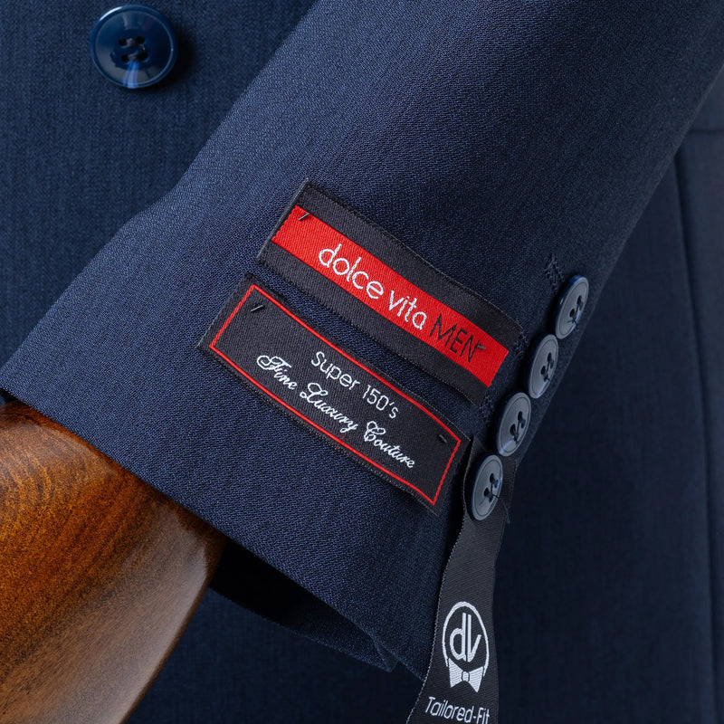 Dutch | Navy Blue Double-Breasted 2-Piece Tailored-Fit Suit