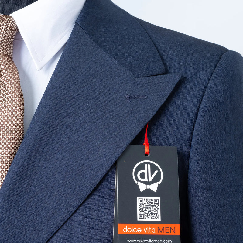 Dutch | Navy Blue Double-Breasted 2-Piece Tailored-Fit Suit