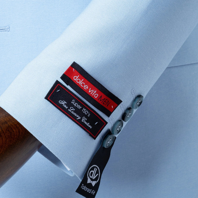 Dutch | Light Blue Double-Breasted 2-Piece Tailored-Fit Suit