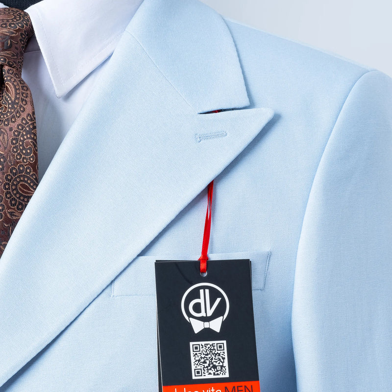 Dutch | Light Blue Double-Breasted 2-Piece Tailored-Fit Suit