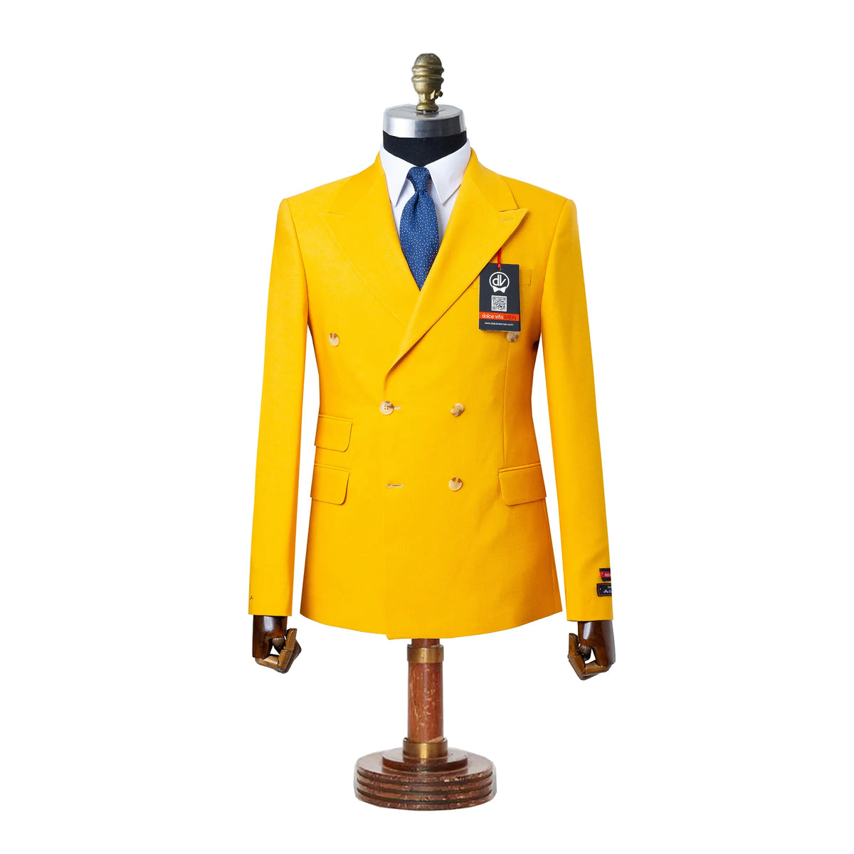 Dutch | Mustard Double-Breasted 2-Piece Tailored-Fit Suit — DOLCE VESTA