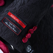 Gianni | Black with Burgundy Velvet Lapel 3-Piece Tailored-Fit Tuxedo