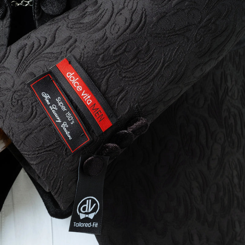 Gianni | Black with Black Velvet Lapel 3-Piece Tailored-Fit Tuxedo