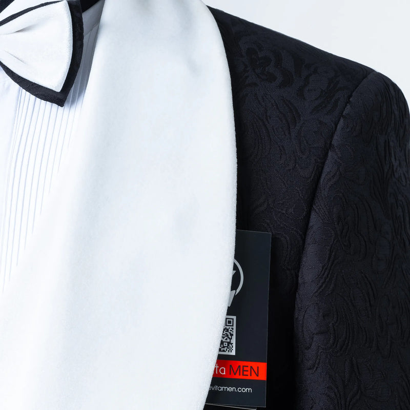 Gianni | Black with White Velvet Lapel 3-Piece Tailored-Fit Tuxedo