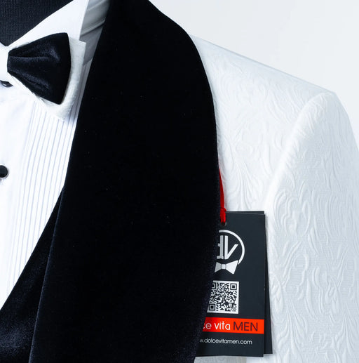 Gianni | White with Black Velvet Lapel 3-Piece Tailored-Fit Tuxedo