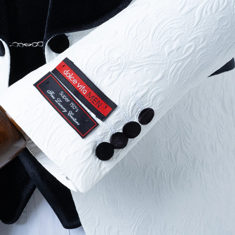Gianni | White with Black Velvet Lapel 3-Piece Tailored-Fit Tuxedo