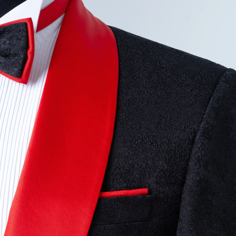 Carlo | Black and Red Satin 2-Piece Tailored-Fit Tuxedo