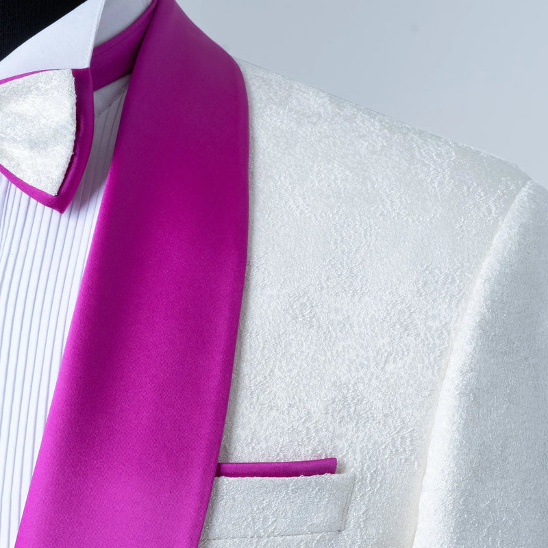 Carlo | White and Fuchsia Satin 2-Piece Tailored-Fit Tuxedo