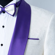 Carlo | White and Purple Satin 2-Piece Tailored-Fit Tuxedo
