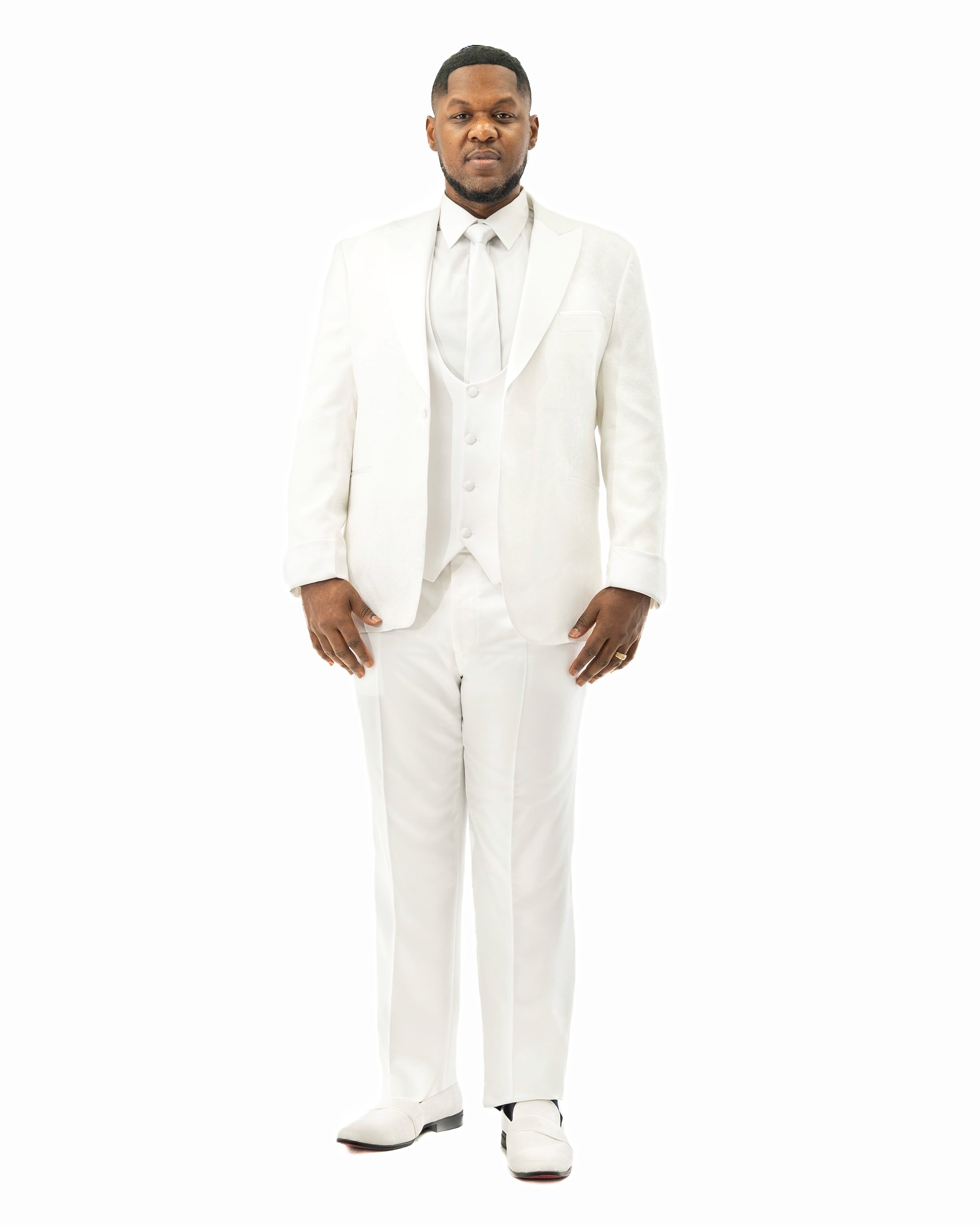 Julius | White Floral 3-Piece Tailored-Fit Tuxedo