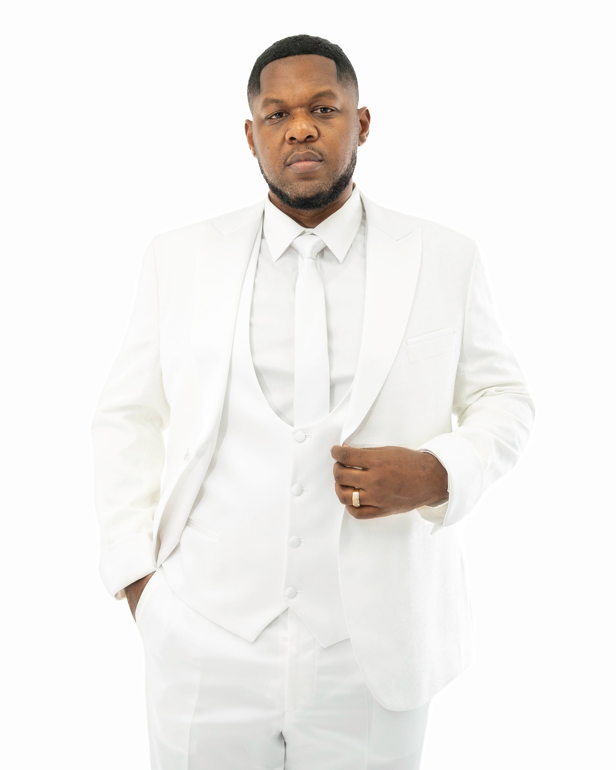 Julius | White Floral 3-Piece Tailored-Fit Tuxedo