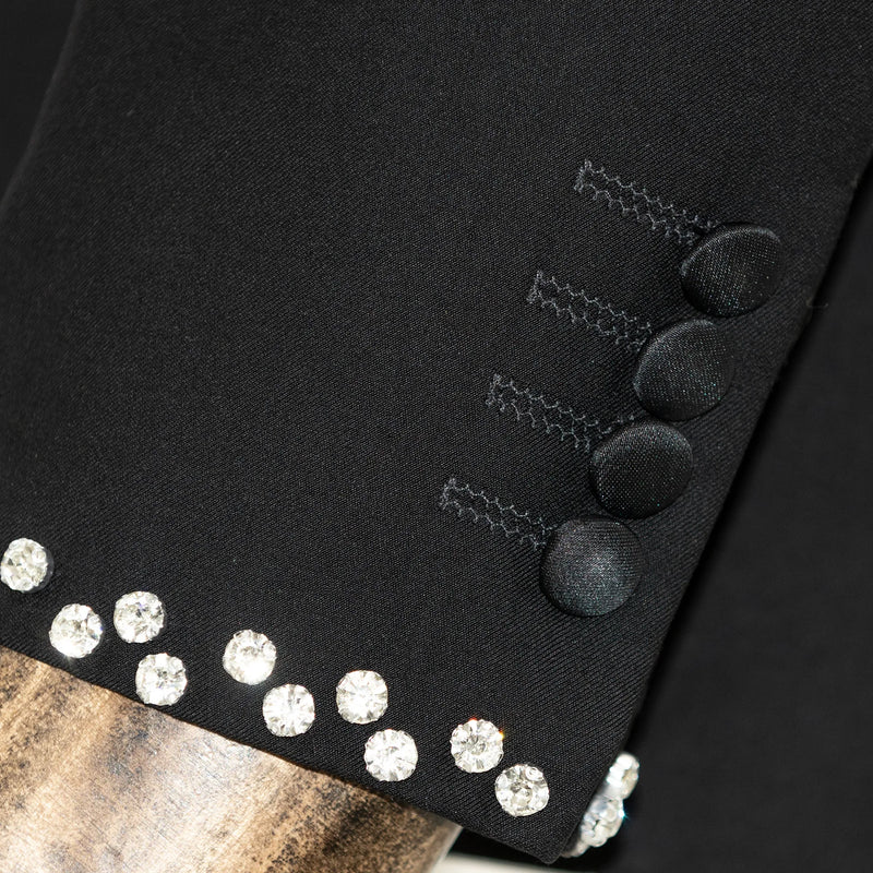 Black 3-Piece Slim-Fit Tuxedo with Silver Rhinestone Cuffs
