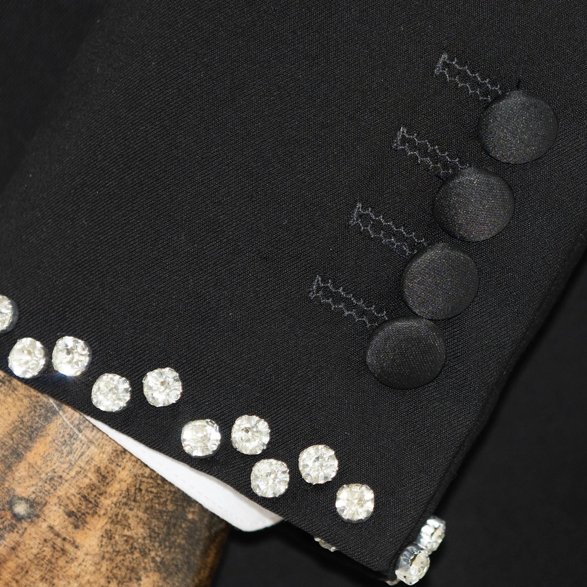 Black 3-Piece Slim-Fit Tuxedo with Silver Rhinestones