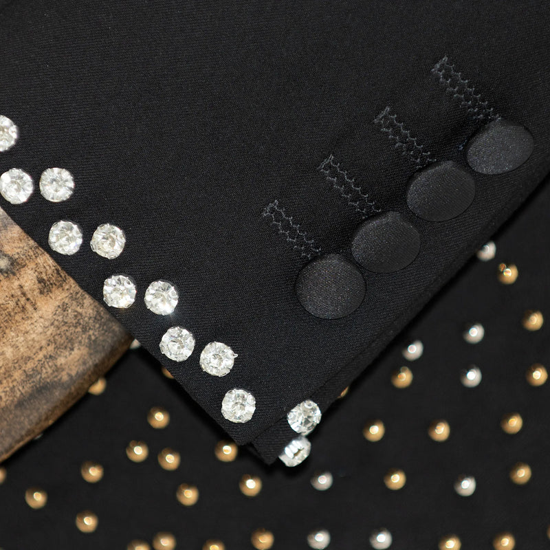 Black 3-Piece Slim-Fit Tuxedo with Gold And Silver Pearls