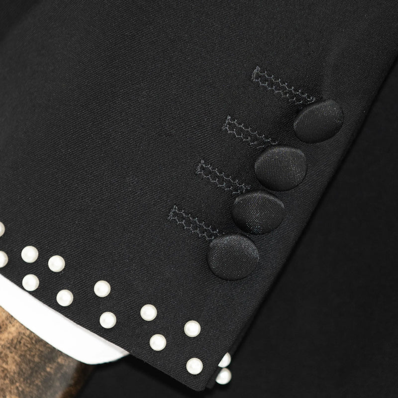 Black 3-Piece Slim-Fit Tuxedo with Pearl Cuffs