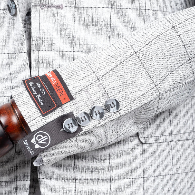 Roland | Ash Gray Windowpane 3-Piece Tailored-Fit Suit