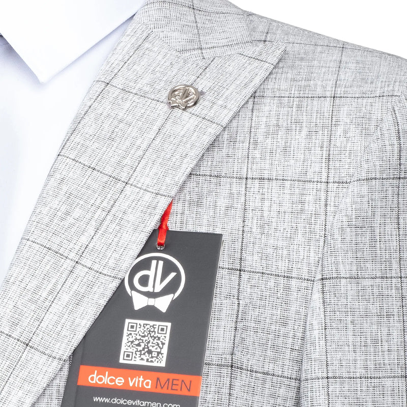 Roland | Ash Gray Windowpane 3-Piece Tailored-Fit Suit