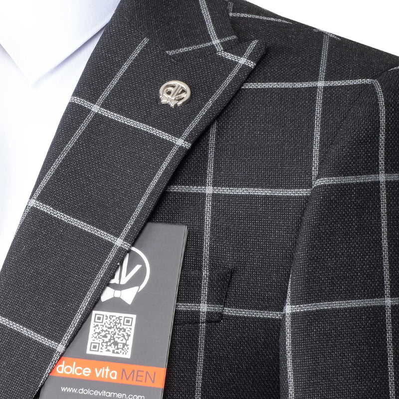 Roland | Black Windowpane 3-Piece Tailored-Fit Suit