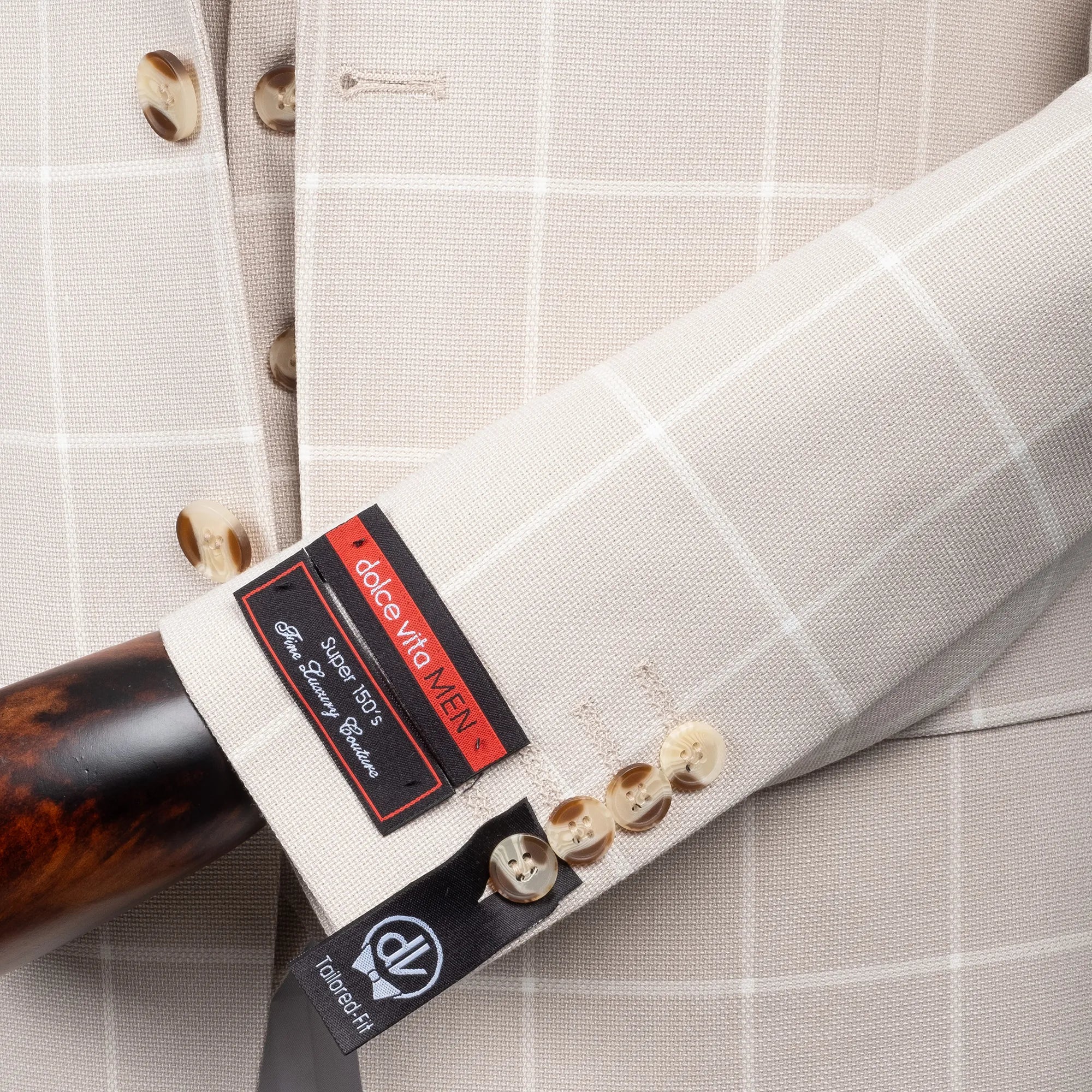 Roland | Cream Windowpane 3-Piece Tailored-Fit Suit