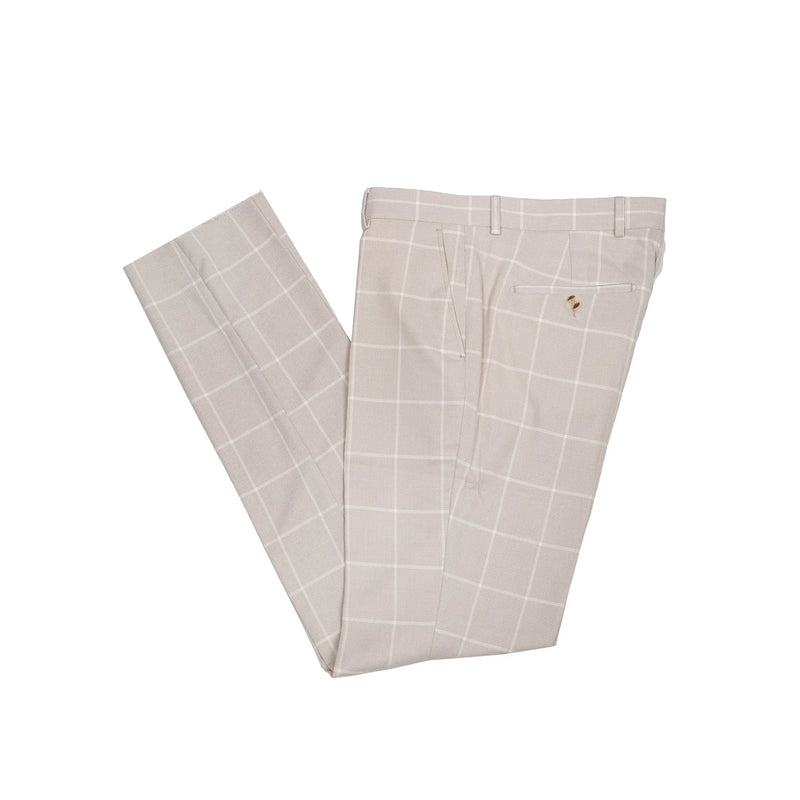 Roland | Cream Windowpane 3-Piece Tailored-Fit Suit