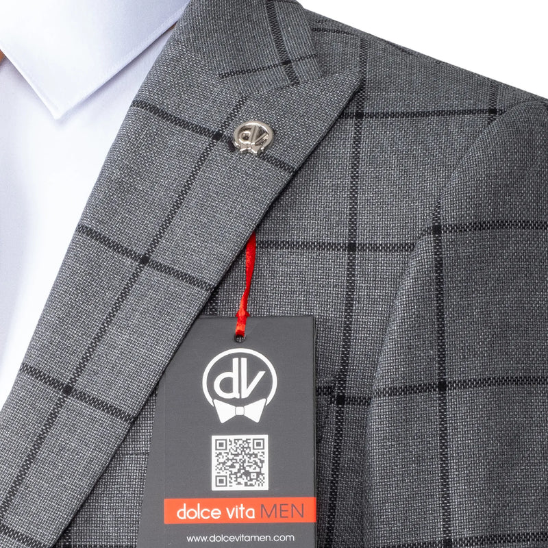 Roland | Dark Gray Windowpane 3-Piece Tailored-Fit Suit