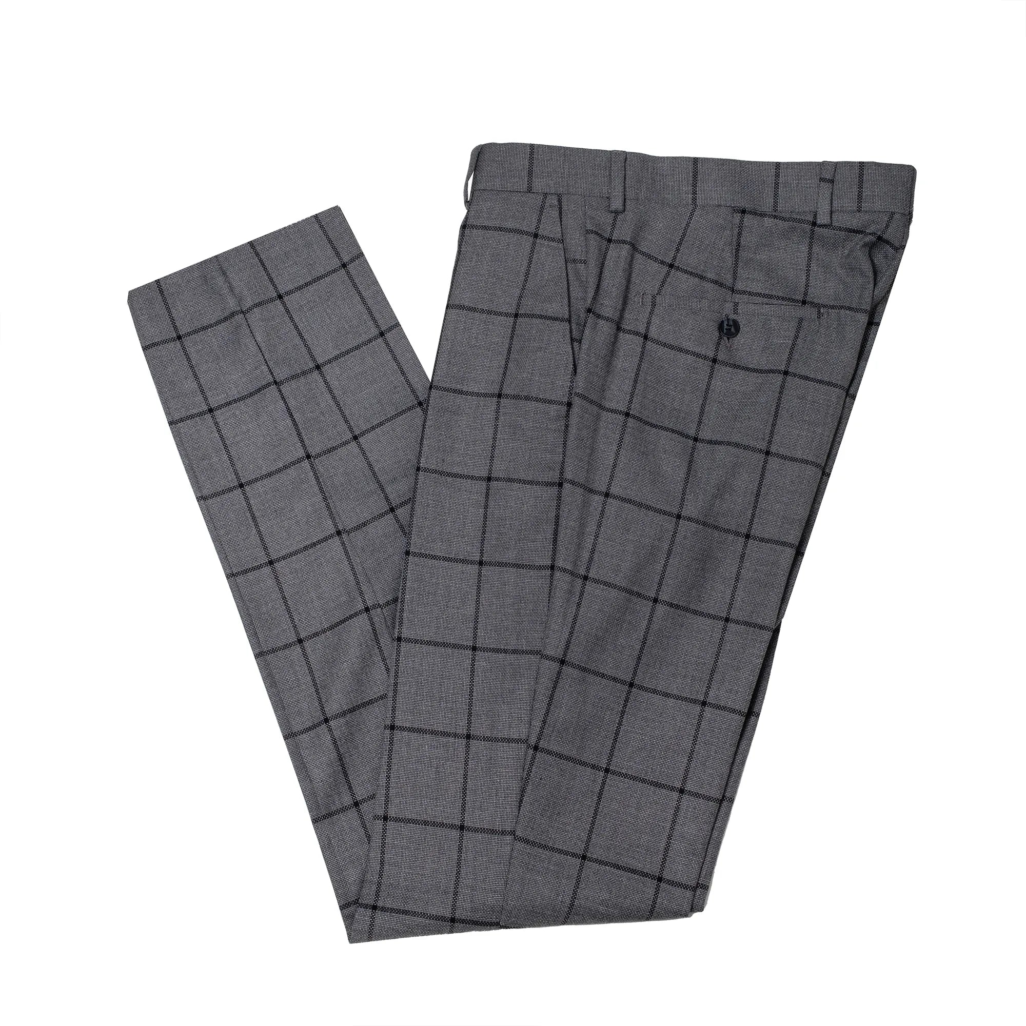 Roland | Dark Gray Windowpane 3-Piece Tailored-Fit Suit