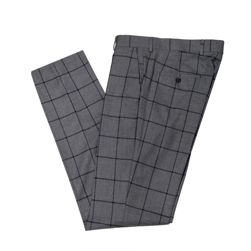 Roland | Dark Gray Windowpane 3-Piece Tailored-Fit Suit