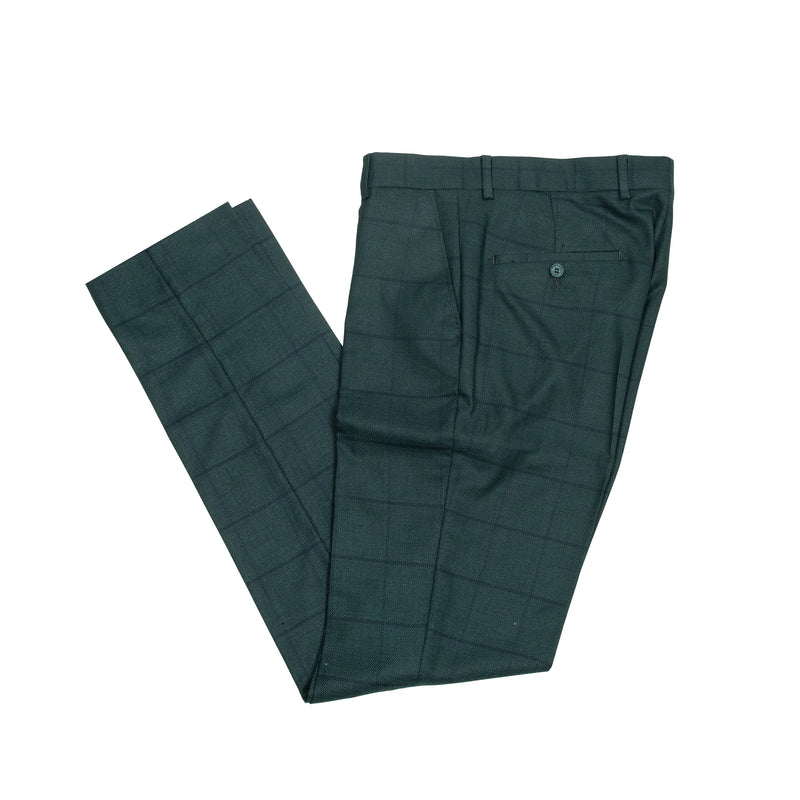Roland | Dark Green Windowpane 3-Piece Tailored-Fit Suit