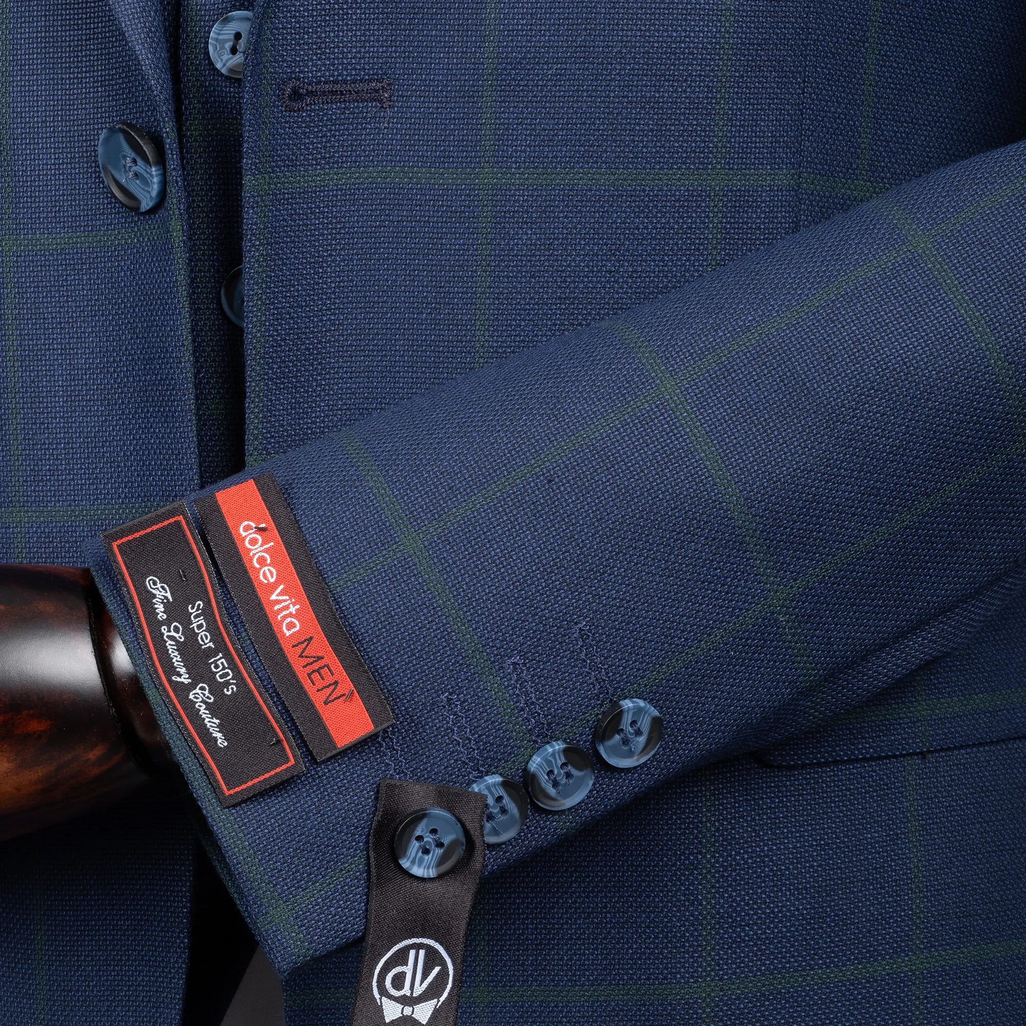 Roland | Dark Navy Windowpane 3-Piece Tailored-Fit Suit