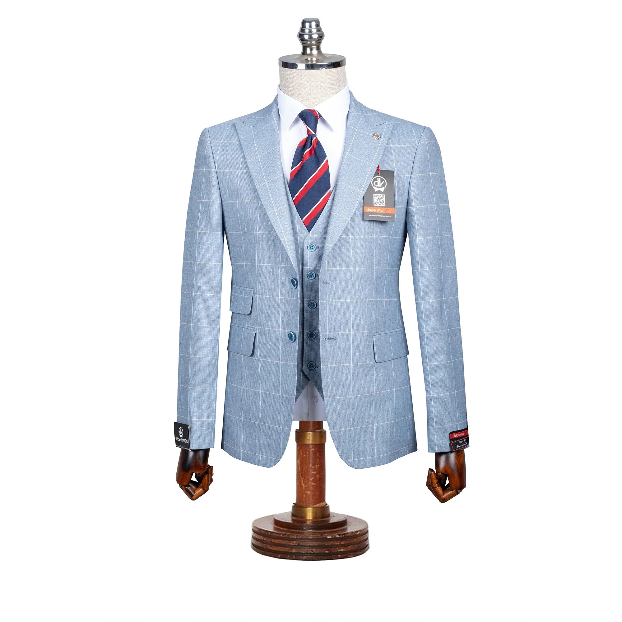 Roland | Indigo Windowpane 3-Piece Tailored-Fit Suit