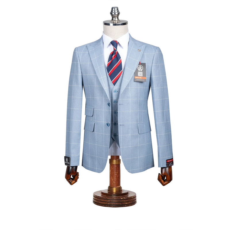 Roland | Indigo Windowpane 3-Piece Tailored-Fit Suit