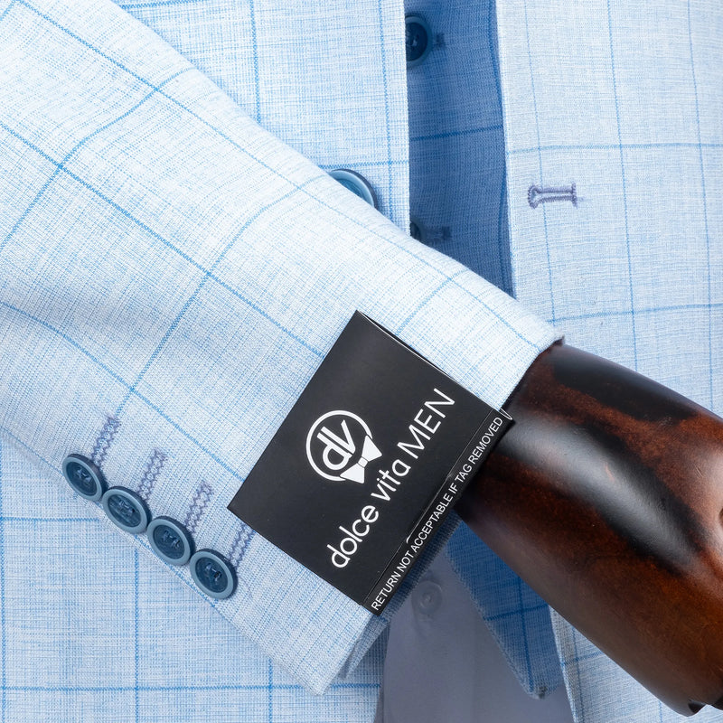 Roland | Light Blue Windowpane 3-Piece Tailored-Fit Suit