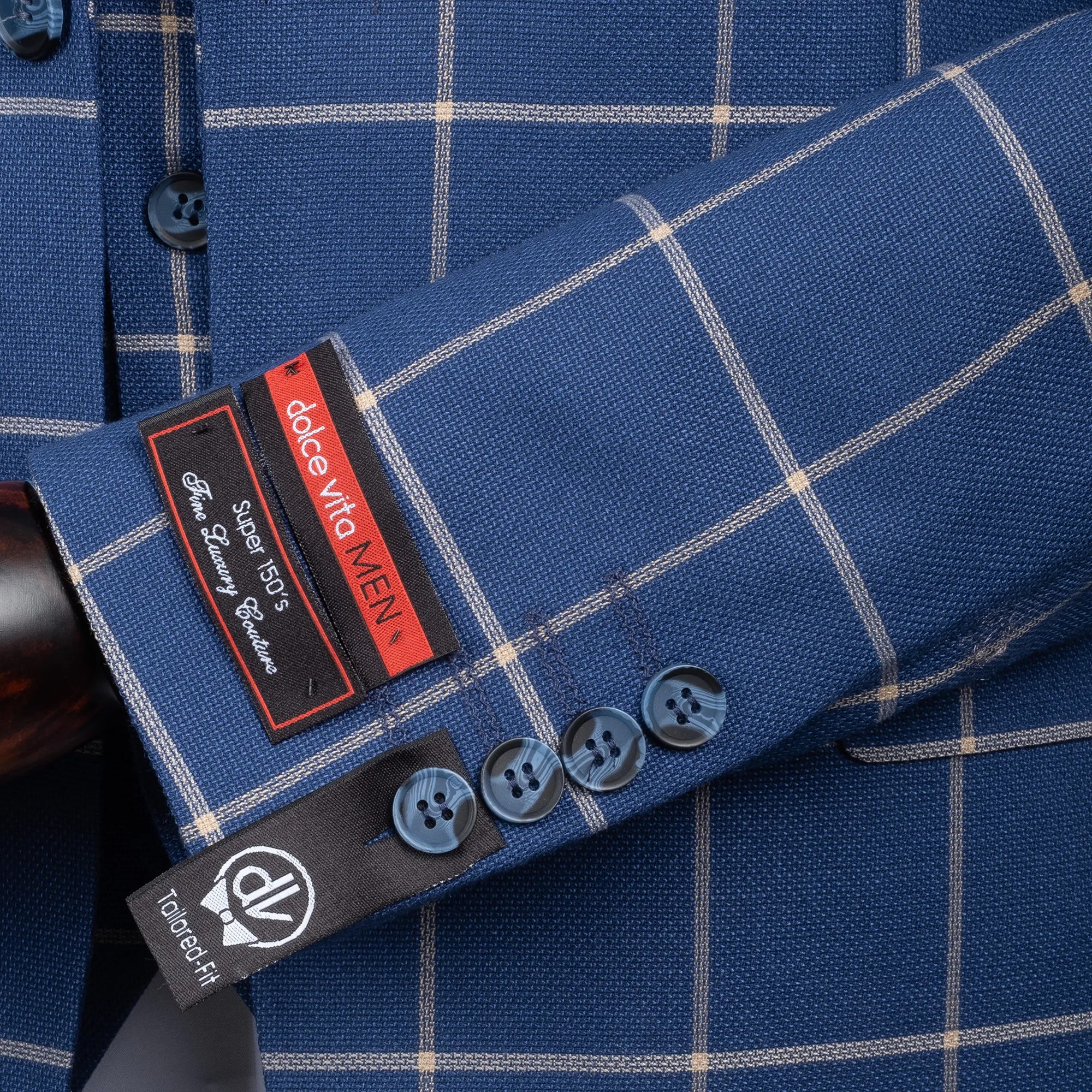 Roland | Sapphire Blue Windowpane 3-Piece Tailored-Fit Suit