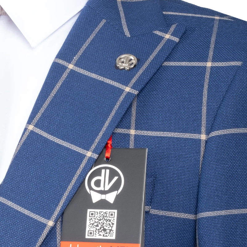 Roland | Sapphire Blue Windowpane 3-Piece Tailored-Fit Suit