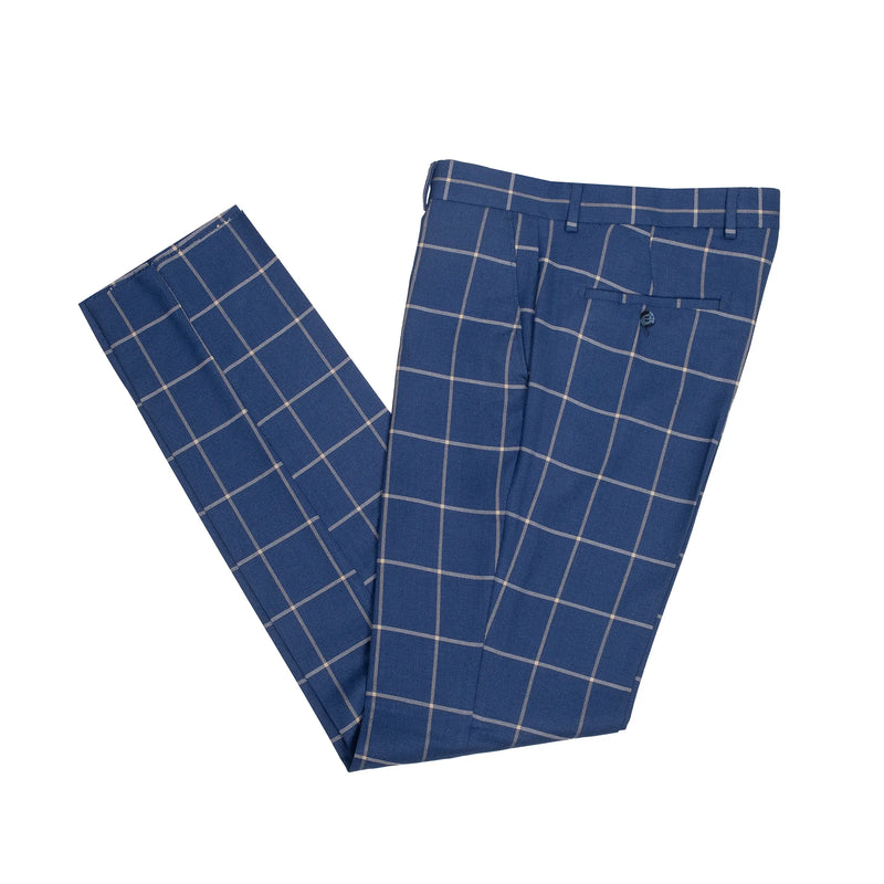 Roland | Sapphire Blue Windowpane 3-Piece Tailored-Fit Suit