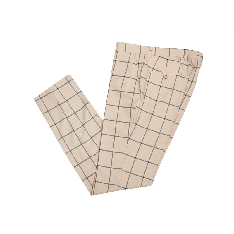 Roland | Beige Windowpane 3-Piece Tailored-Fit Suit