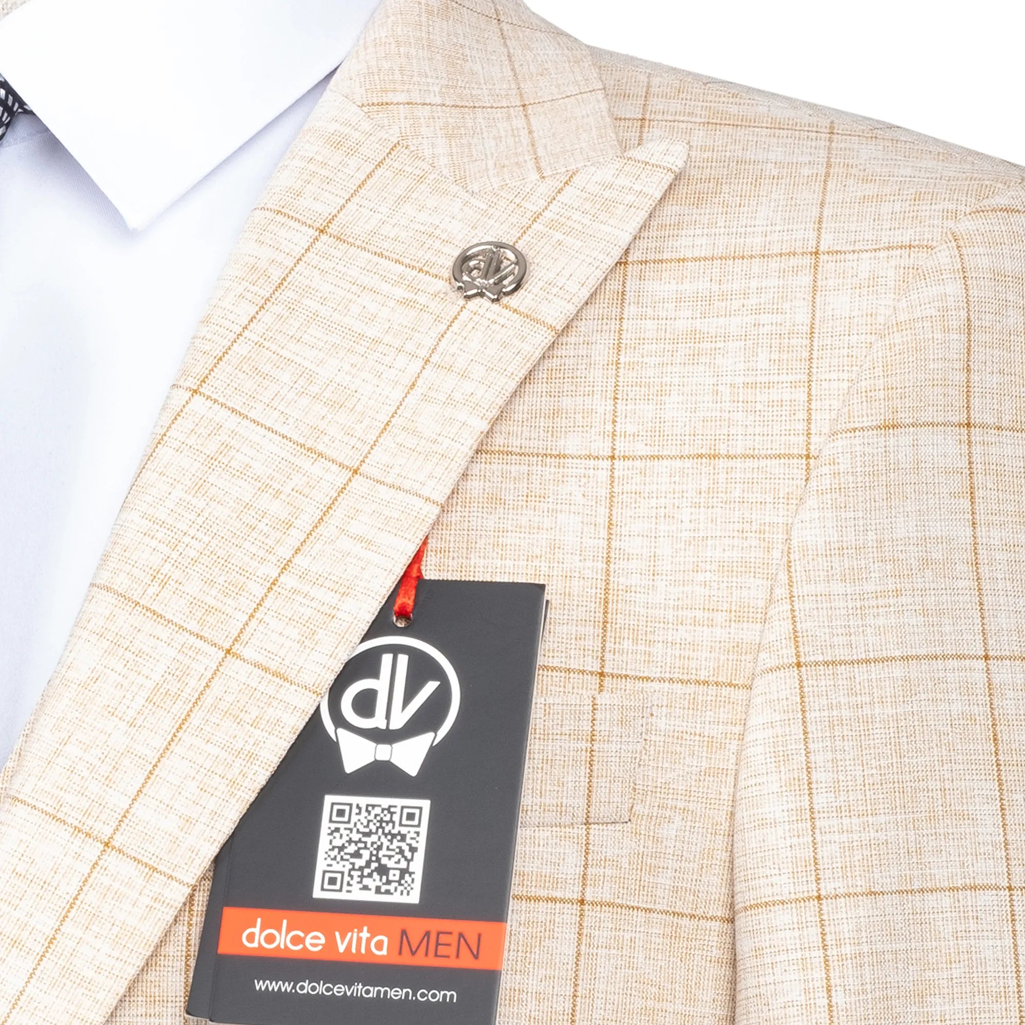 Roland | Mustard Windowpane 3-Piece Tailored-Fit Suit