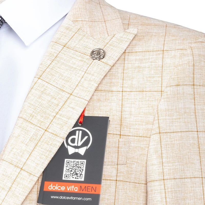 Roland | Mustard Windowpane 3-Piece Tailored-Fit Suit