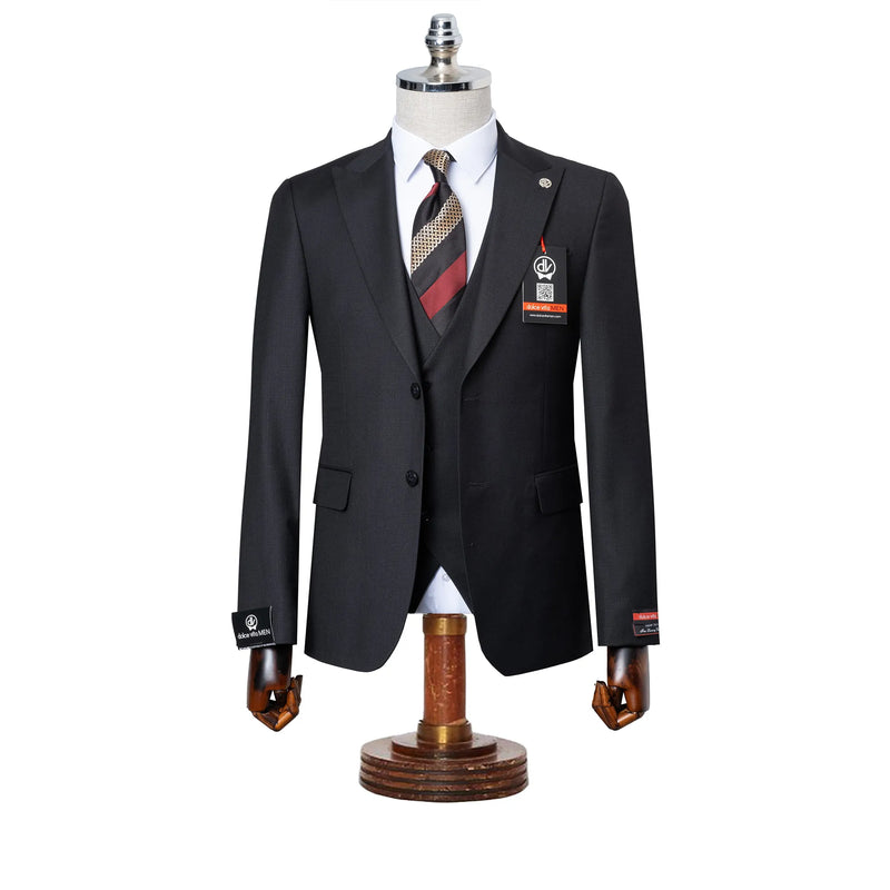 Vincenzo | Black 3-Piece Tailored-Fit Suit