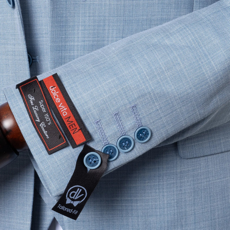 Vincenzo | Chambray Blue 3-Piece Tailored-Fit Suit