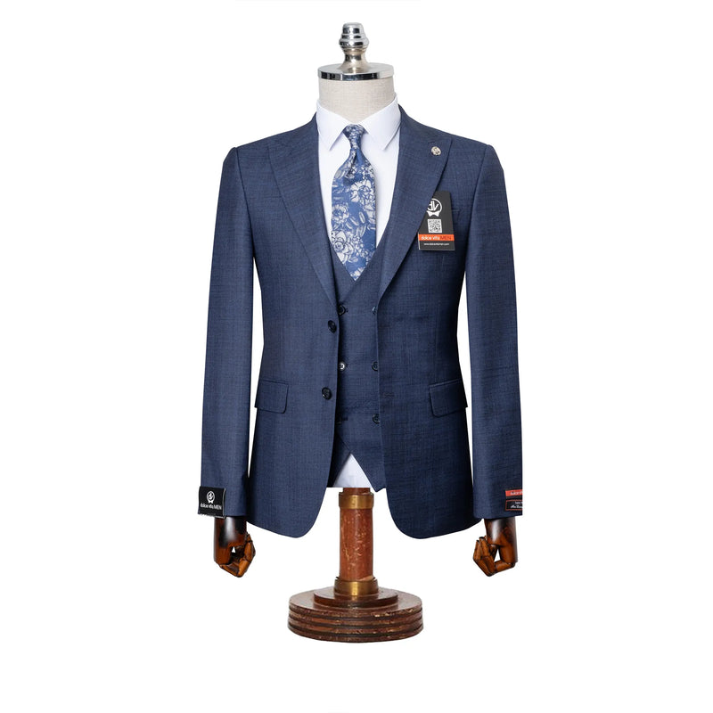 Vincenzo | Dark Navy 3-Piece Tailored-Fit Suit