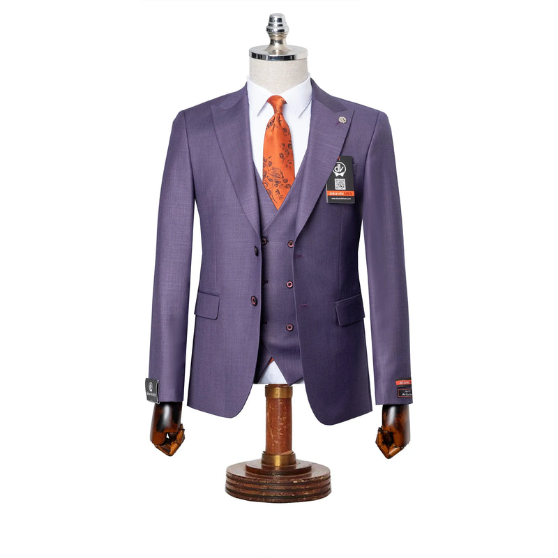 Vincenzo | Eggplant 3-Piece Tailored-Fit Suit