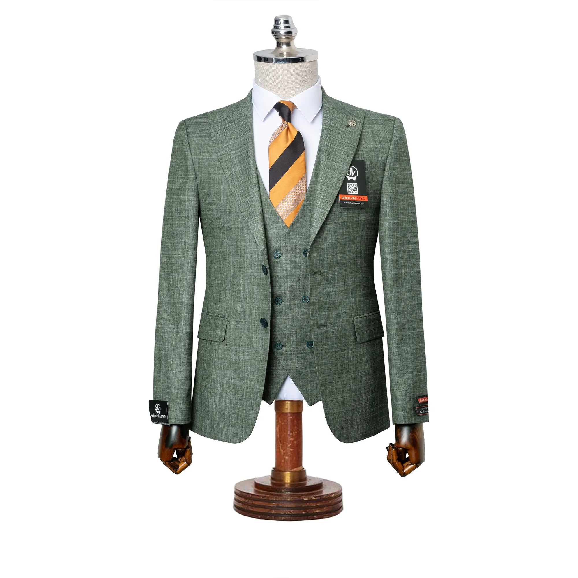 Vincenzo | Hunter Green 3-Piece Tailored-Fit Suit