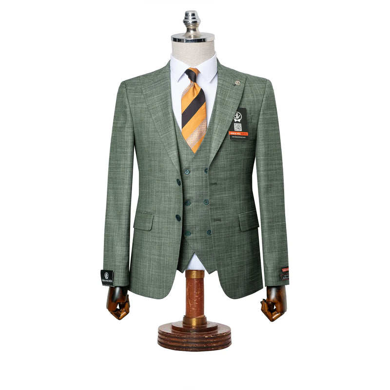 Vincenzo | Hunter Green 3-Piece Tailored-Fit Suit